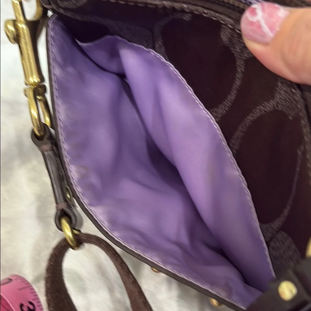 Coach Brown Crossbody Bag with Signature Monogram and Leather Trim - Picture 3 of 9